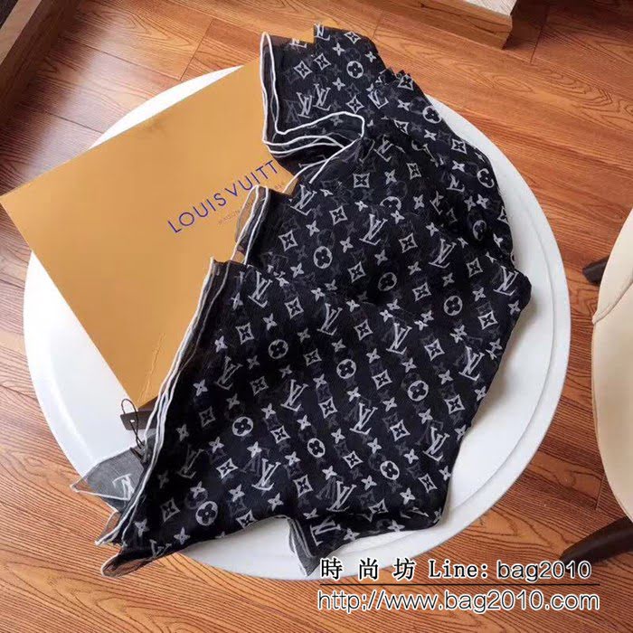 路易威登LV經典款 真絲順羽monogram圖案絲巾 LLWJ6405